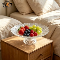 Plateau à fruits en verre transparent écologique, style européen moderne, sur pied surélevé, sans BPA, pour service de desserts et fêtes à domicile, vente en gros