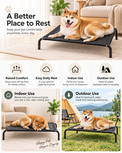 Cuccia rialzata rinfrescante per cani, in rete traspirante, <span class=keywords><strong>lettino</strong></span> portatile antiscivolo per animali domestici da esterno - Product Image 6