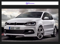 Phares avant pour Volkswagen Polo 11-18, ensemble de phares Polo, modification avec lentille LED, DRL, clignotant