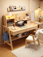 Bureau d'étude en bois massif avec étagère et hauteur réglable pour enfants et bureau à domicile - Vente en gros