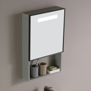 <span class=keywords><strong>Meuble</strong></span> <span class=keywords><strong>de</strong></span> <span class=keywords><strong>salle</strong></span> <span class=keywords><strong>de</strong></span> <span class=keywords><strong>bain</strong></span> moderne en aluminium avec miroir mural, rangement résistant à l'eau et <span class=keywords><strong>lavabo</strong></span> en céramique intégré - Product Image 5