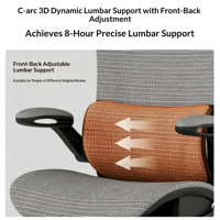 Chaise de bureau ergonomique moderne en tissu maillé avec accoudoirs rotatifs en forme d'arc réglables, confortable pour la maison, le bureau ou la chambre