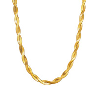 Collier en acier inoxydable plaqué PVD avec perles tressées et croix torsadée pour femme, chaîne serpent ton or 18 carats, style européen et américain