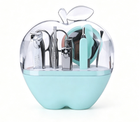Ensemble de manucure portable en acier inoxydable en forme de pomme, 9 pièces, 9 en 1, durable, classique, pour voyages et maison, pour tous