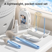 Ensemble de brosses portables en silicone pour biberons et tétines, pour le nettoyage des tasses de bébé et le rangement