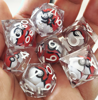 Ensemble de dés à noyau liquide DND personnalisé, 7 pièces, polyédriques en résine, pour jeux de table TRPG, faits à la main, avec rotation Poké Ball, cadeau