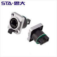 Conector RJ45 Hembra de Montaje en Panel Tipo D, Recto y en Ángulo Recto, Conector Industrial Ethercon RJ45 SE8FDNH-13 SE8FDNV