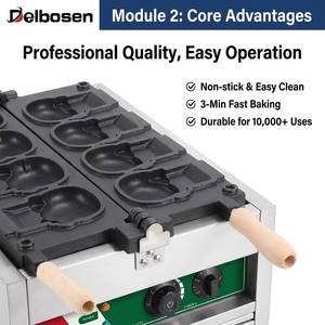 <span class=keywords><strong>Gaufrier</strong></span> électrique professionnel Blios en acier inoxydable, <span class=keywords><strong>mini</strong></span>, 6 empreintes, motif chat mignon, pour pâtisserie - Product Image 3