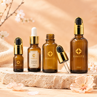 Flacon compte-gouttes en verre ambré pour huiles essentielles 5ml 10ml 15ml 20ml avec bouchon doré, flacon cosmétique pour sérum, logo personnalisé
