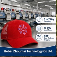 Gorra Trucker de Gamuza Roja con Logotipo Personalizado OEM ODM, Bordado Mandala, Visera Curva, Malla, Cierre a Presión, Venta al por Mayor de Fábrica, MOQ Bajo, DDP
