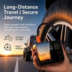 Inflador de Neumáticos Inalámbrico Portátil para Auto, Bomba Eléctrica con Pantalla <span class=keywords><strong>Digital</strong></span>, Material ABS, Cilindro Único, Carga USB de 7.4V, Manómetro de Presión de Neumáticos - Product Image 3