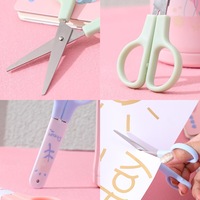 Ciseaux de sécurité antiadhésifs pour enfants, couleur macaron, revêtement titane, poignée en PP et ABS, petite taille, pour étudiants, bricolage, artisanat, découpe de papier