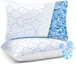 Bantal busa memori pendingin robek, untuk tidur 2 pak bantal tempat tidur dingin bambu berongga lembut - Product Image 1