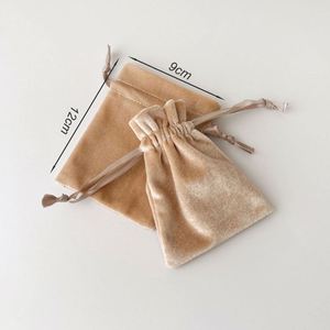 Sac à cordon en velours élastique avec logo personnalisé, pochette de luxe pour bijoux, sac cadeau en velours extensible doux pour collier, bague, bracelet, emballage - Product Image 2