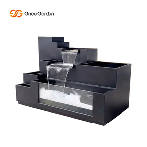 Fontaine d'eau moderne en acier pour aquarium avec panneau de visualisation en verre et jardinières - Product Image 2