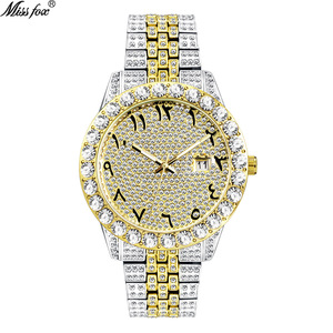 Montre à quartz haut de gamme, étanche, à grand cadran, en or, avec diamants, style hip-hop, best-seller - Product Image 3