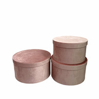 Grand coffret cadeau rond en velours, lot de 3 porte-bouquets de fleuriste de qualité supérieure pour emballage de cadeaux de mariage et d'anniversaire