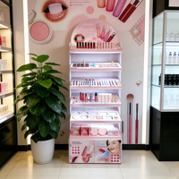 Présentoir de sol personnalisé Tinya en acrylique et PVC avec logo sur mesure pour parfums, cosmétiques, soins de la peau, visage, yeux, lèvres, sérums et sprays – Idéal pour l'affichage en magasin