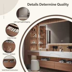 Mueble de Baño Elegante y Minimalista, Mueble Independiente con Gabinete de Madera Sólida, Espejo Inteligente con Almacenamiento - Product Image 4