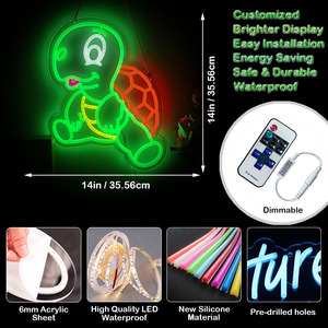 Mới Đến Dễ Thương Hình Dạng Động Vật Màu Xanh Lá Cây Mới Lạ Rùa Biển Nghệ Thuật Neon Dấu Hiệu Cho Bia Bar Câu Lạc Bộ Quán Rượu Quán Cà Phê Bé Phòng Tường Trang Trí Quà Tặng - Product Image 2
