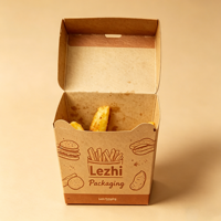 Boîte à frites en papier kraft jetable, boîte à emporter jetable pour la restauration rapide, boîte d'emballage pour nuggets de poulet frit