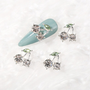 Ciondoli per unghie in lega di ciliegio rosso/rosa con strass in ciliegio di cristallo con gemme di cristallo brillante in metallo e zircone per <span class=keywords><strong>Nail</strong></span> <span class=keywords><strong>Art</strong></span> decoro per la ciliegia - Product Image 6