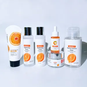 Wholesale Private Label Organic VC Whitening Brightening Vitamin C Facial Skin Care 5 Pieces Set (New)