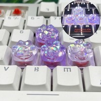 Capuchon de clavier en résine à paillettes, fait à la main, avec des paillettes colorées, translucide, lumineux, personnalisé, artisanal, pour clavier mécanique MX