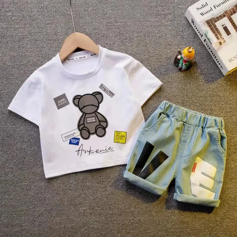 Factory directly sell price Cute quality summer 2pcs kids clothing sets boys clothing babi clothes