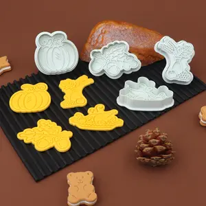 Alat Fondant kue seri Thanksgiving Festival Harvest mainan tanah liat pemotong kue plastik