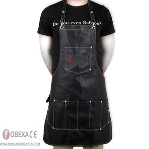 Logo personnalisable poches en cuir noir tablier de barbier outils de coupe de cheveux PE matériel taille Type Salon alimentaire Restaurant Commercial - Product Image 1