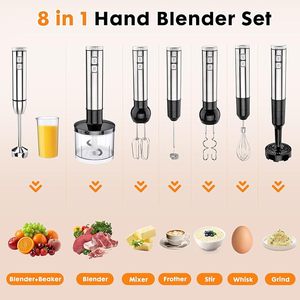 Nouvelle <span class=keywords><strong>sortie</strong></span> : Mixeur plongeant 1000W avec 8 accessoires, contrôle de vitesse à 25 niveaux et lame amovible en acier inoxydable durable - Product Image 4