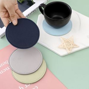Wholesale Thick Pu Table <b>Cup</b> <b>Mat</b> Blank Leather Durable Non-Slip Waterproof 10Cm Size Coaster - Product Image 2
