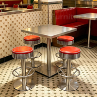 Tabouret de bar en métal rouge vintage américain, tabouret de comptoir rond industriel pour restaurant, bar, café