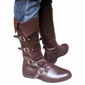 Bottes en cuir pour hommes authentiques de la Renaissance médiévale Chaussures historiques pour reconstitution historique Cadeau d'anniversaire ou de mariage agate - Product Image 1
