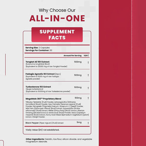 OEM All-in-One Natürliche Tongkat Ali Fadogia Agrestis & Turkesteron Kapseln 60 Stück für Energiemanagement & Darmgesundheitsunterstützung - Product Image 5