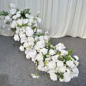 Chemin de table en fleurs artificielles en soie M-FR138, décoration florale pour mariage, chemin de table pour escaliers, fleurs pour arrangements événementiels - Product Image 1
