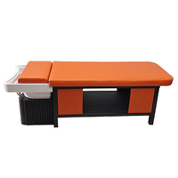 Salon de coiffure Mobilier Spa Orange Lit de massage Shampooing Tables Lit avec circulation d'eau