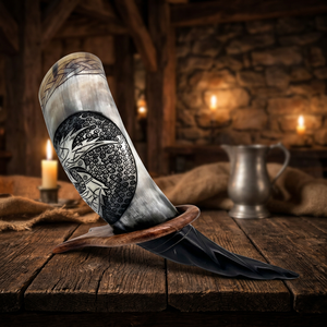 Corne à boire artisanale de haute qualité, 100% corne naturelle, corne de vache viking médiévale, produit d'Inde, exporté par Falak World - Product Image 1