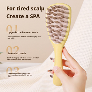 Brosse à shampooing en silicone à long manche pour le lavage des cheveux et le massage du cuir chevelu, vente en gros - Product Image 1