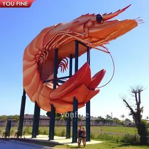 Al aire libre de la calle de la ciudad grande decoración resina langosta camarones escultura estatua