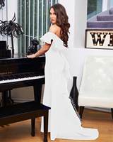 Vestidos Largos con Hombros Descubiertos, Manga con Volantes, Ajustados, Formales, para Fiesta, Noche, en Oferta