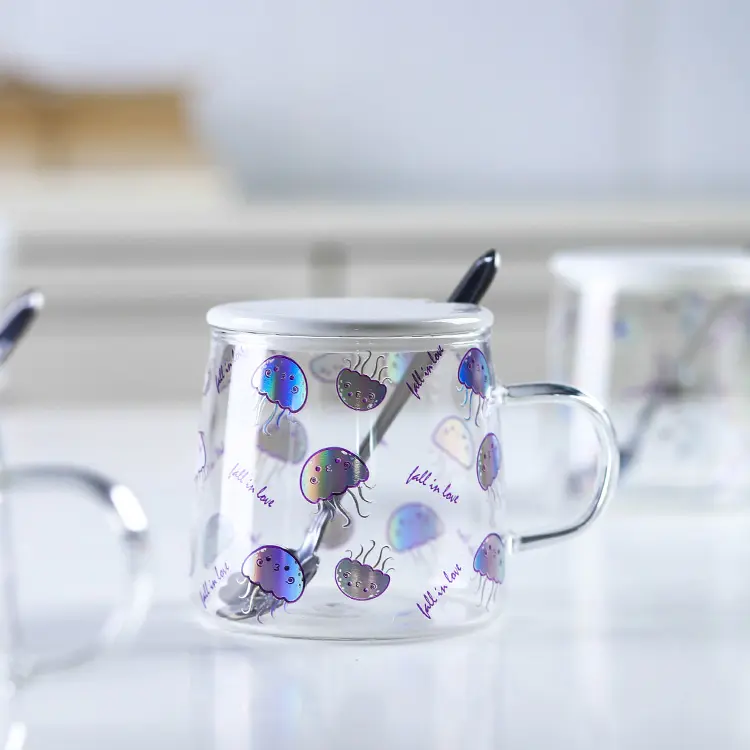 Tasses à café en verre Borosilicate, de haute qualité, moderne, réutilisable, pour thé au lait, en cristal, avec Logo personnalisé, vente en gros