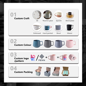 FENN Vente en gros de tasses à <span class=keywords><strong>café</strong></span> écologiques en céramique, tasse à <span class=keywords><strong>café</strong></span> rétro avec motif de chat en relief, tasse en porcelaine mouchetée empilable, tasse à lait - Product Image 6