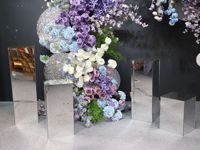 J79 Moderne Pliable Double Miroir Acrylique Carré Colonne pour Mariage Route Bienvenue Zone Décor Fleur Gâteau Rack Props Ornements