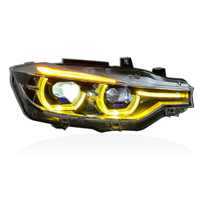 JY pour BMW Série 3 F30 Phare F35 2013-2018 V2 Style IKON 6000K Double Couleur Jaune Blanc DRL Ensemble de Lentilles de Projecteur - Product Image 5