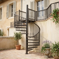 Escalier en spirale extérieur moderne de haute qualité, design en fer forgé avec rampe en fer forgé pour villa et appartement