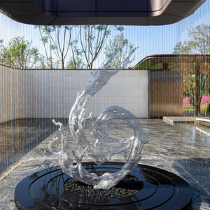 Sculpture abstraite en acier inoxydable Spoondrift personnalisée en usine, statue métallique pour décoration extérieure - Product Image 2
