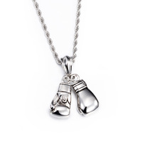 Pendentif Gant de Boxe en Acier Inoxydable Double de Haute Qualité, Disponible en 4 Couleurs, Accessoires pour Bijoux Sportifs Masculins