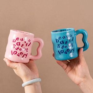 L Ins Creative Heavy Ceramic <strong>Custom</strong> <strong>Mug</strong> Handle Vivid Hand Painted Floral Fonts <strong>Printed</strong> Home Office Use Gift - Product Image 3